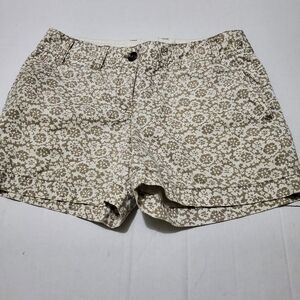 LOFT Tan Boho Floral Dressy Cotton Chino Shorts 4